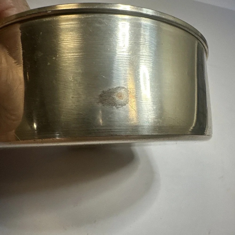 Vintage Round Silver Trinket Box With Porcelain Lid 4 1/2